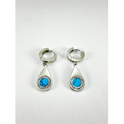 Gümüş Mavi Taş Detaylı Küpe